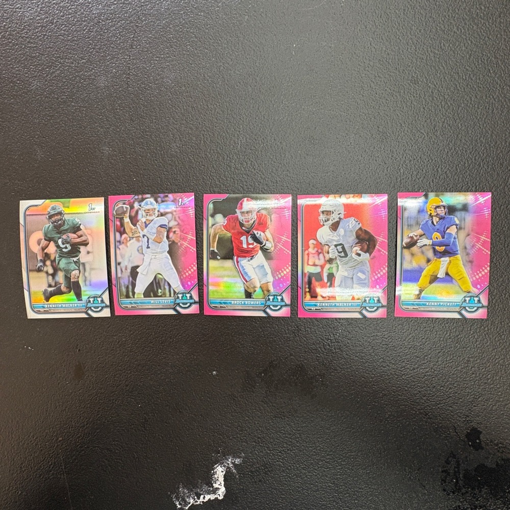 2022 Bowman University Football 5 Card Lot Will Levis Brock Bowers Refractor
